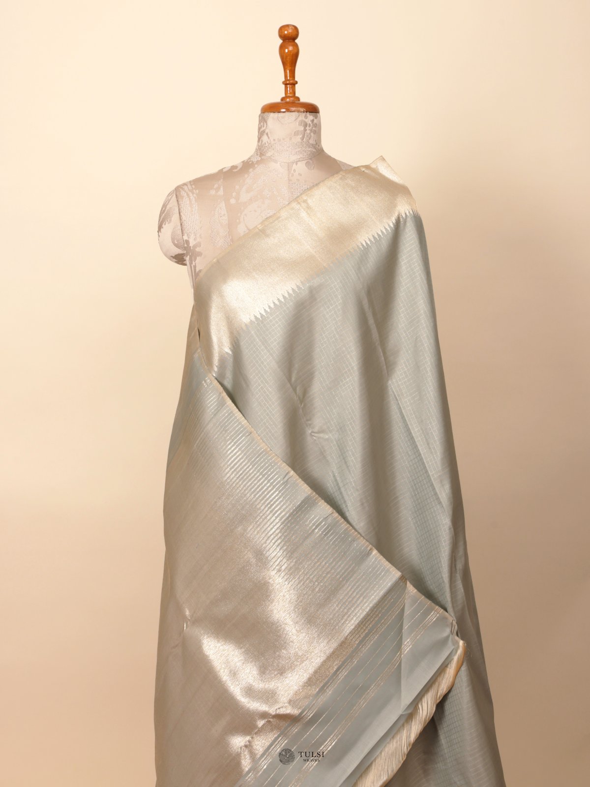 Powder Blue Kanjeevaram Silk Saree