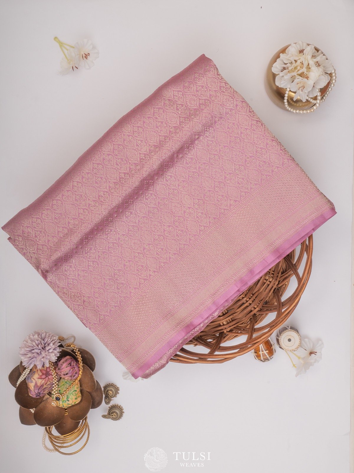 Lilac Banarasi Silk Saree 