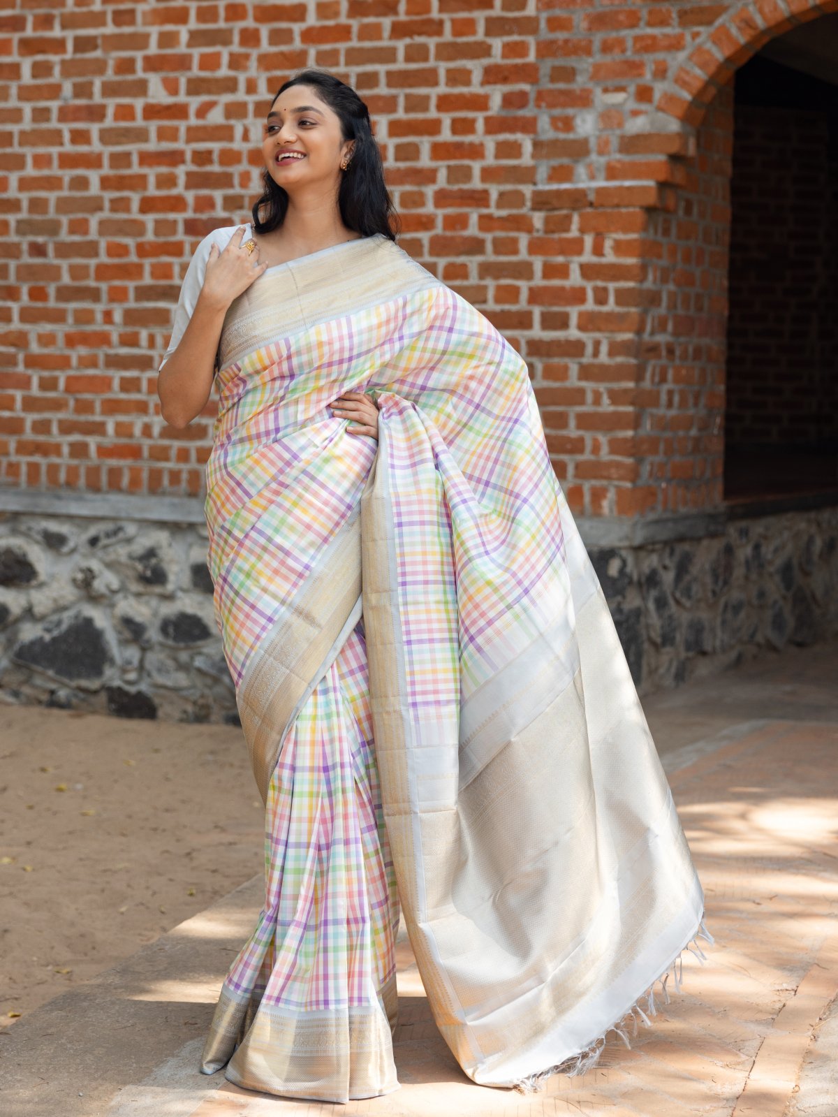 Multicolour Kanjeevaram Silk Saree