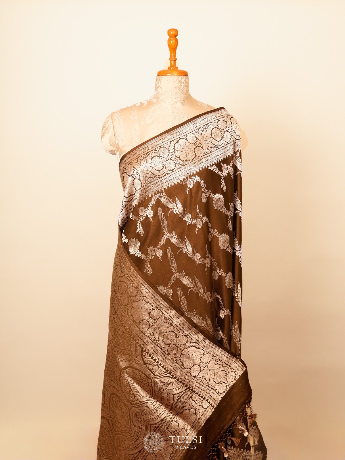 Olive Green Mashru Silk Saree