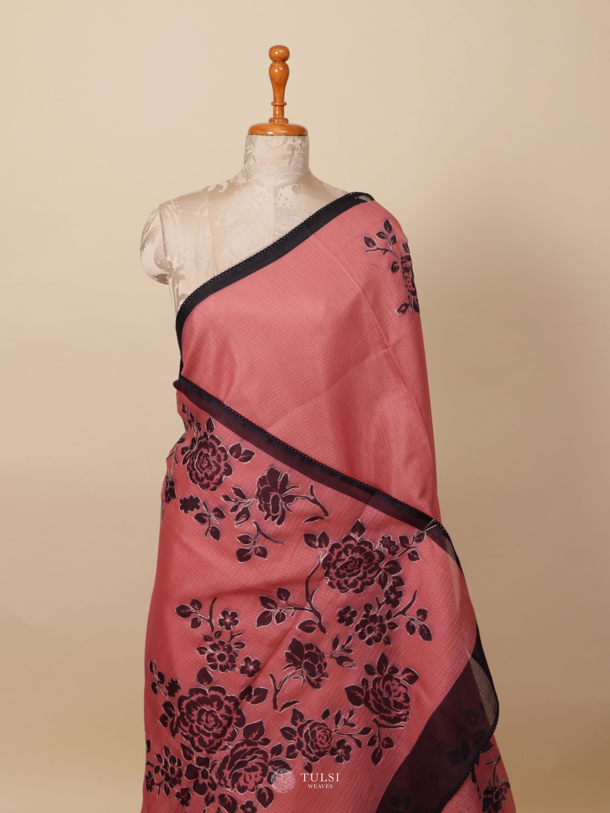 Blush Red Semi Kota Saree