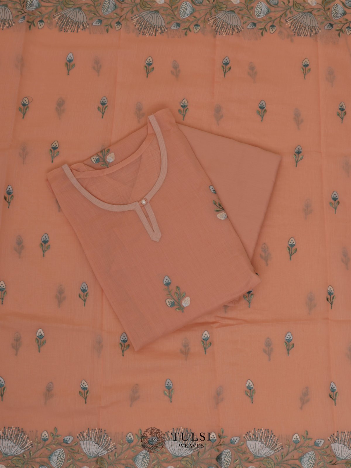 Light Peach Chanderi Salwar Material
