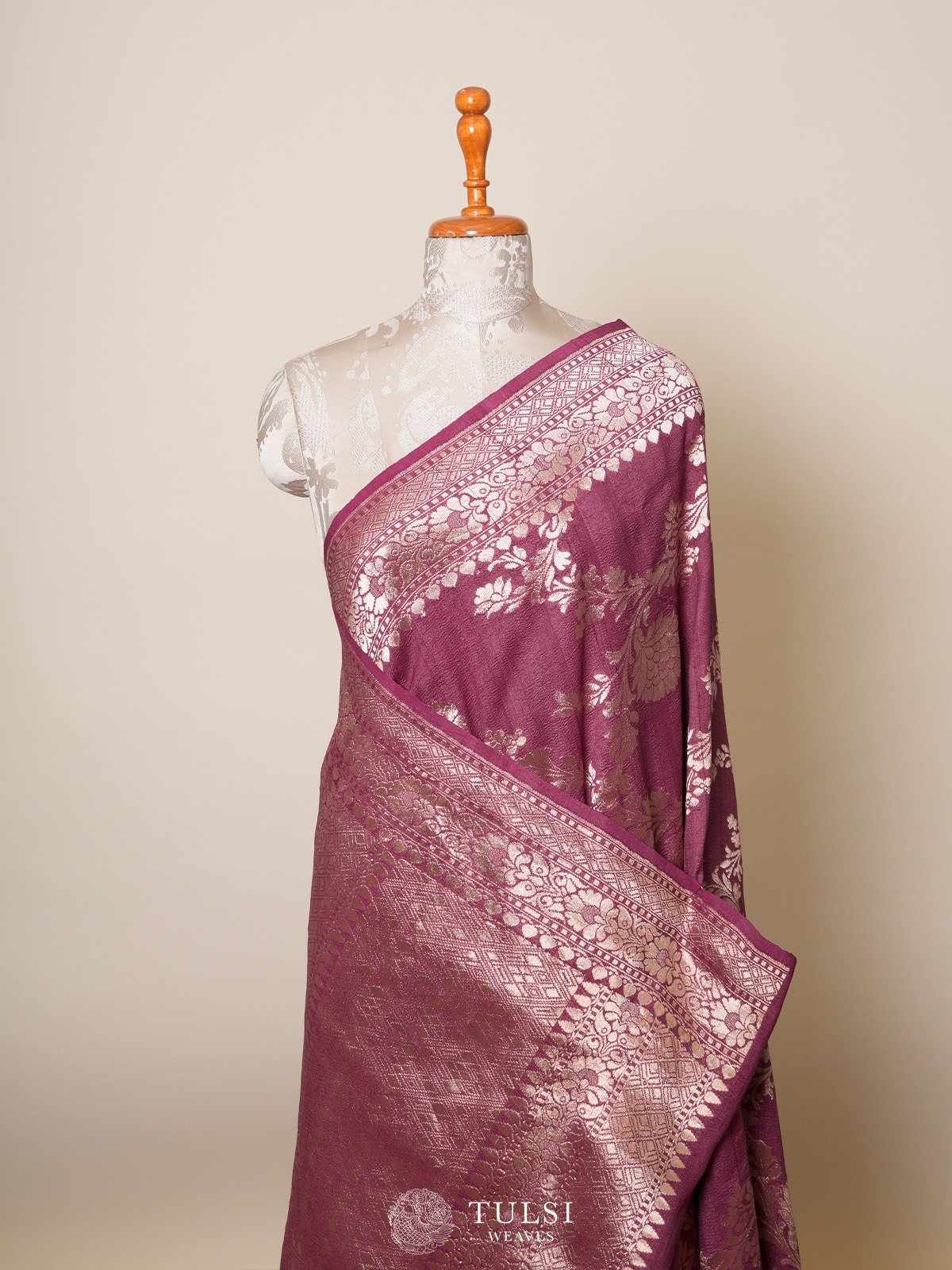 Pastel Purple Tussar Banaras Silk Saree