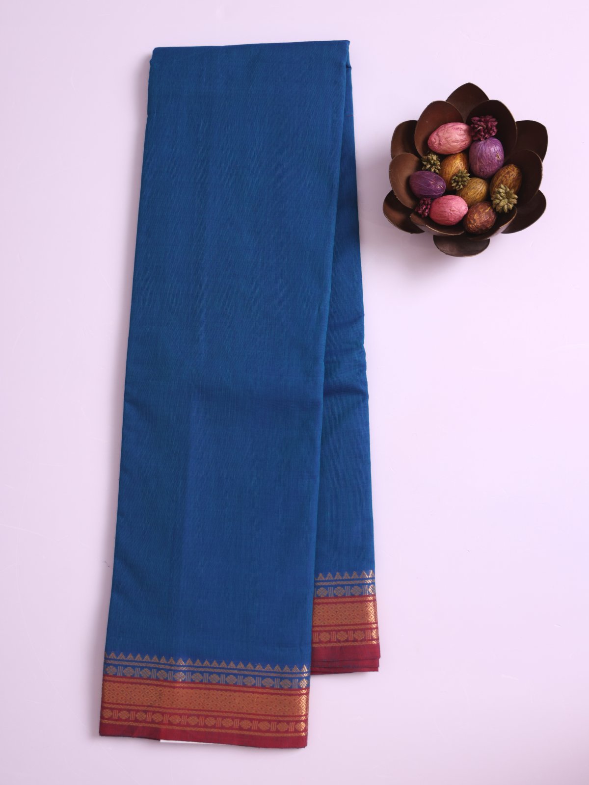 Peacock Blue Kanchi Cotton Saree