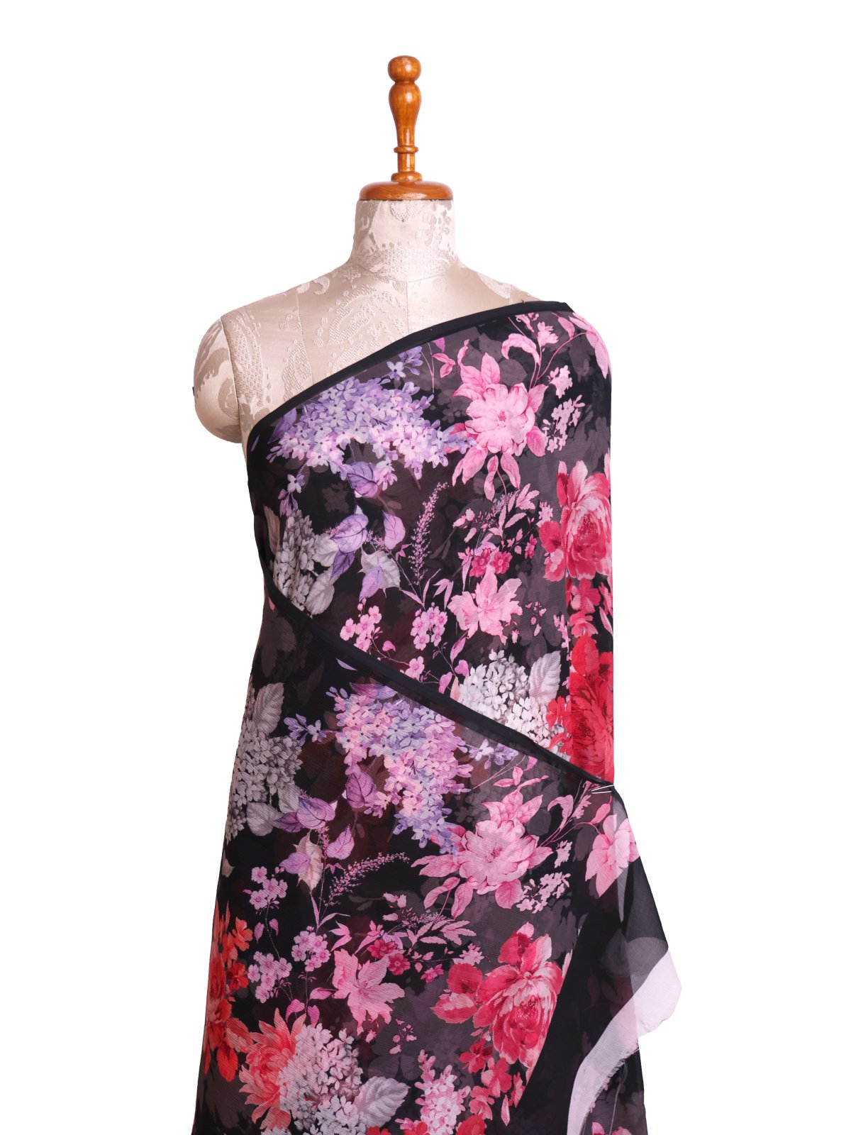 Black Printed Chiffon Saree