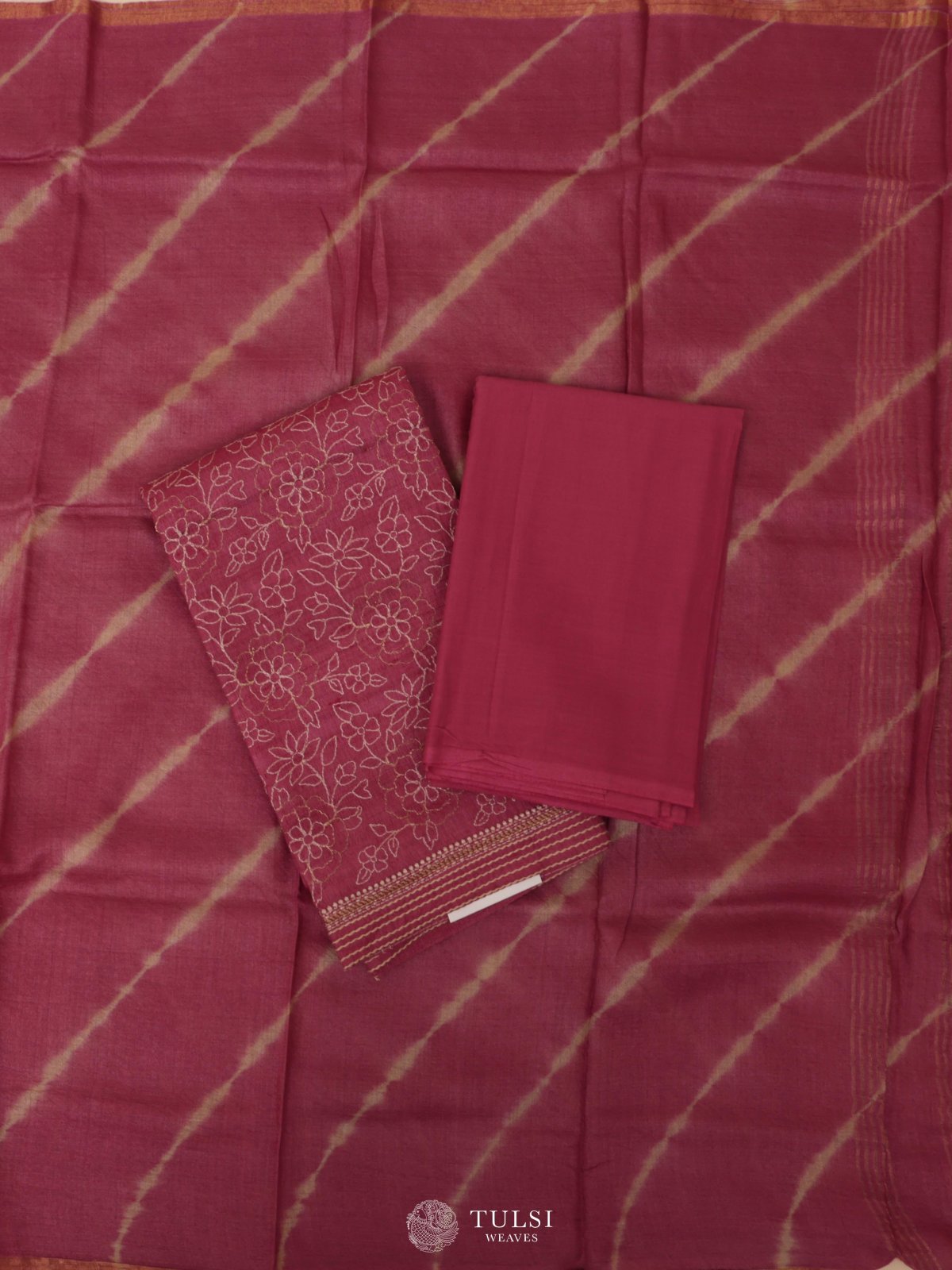 Dark Pink Tussar Salwar Material