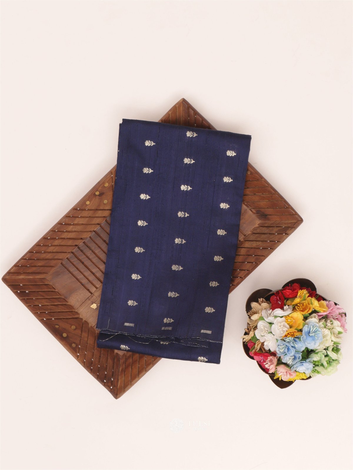 Dark Blue Raw Silk Blouse