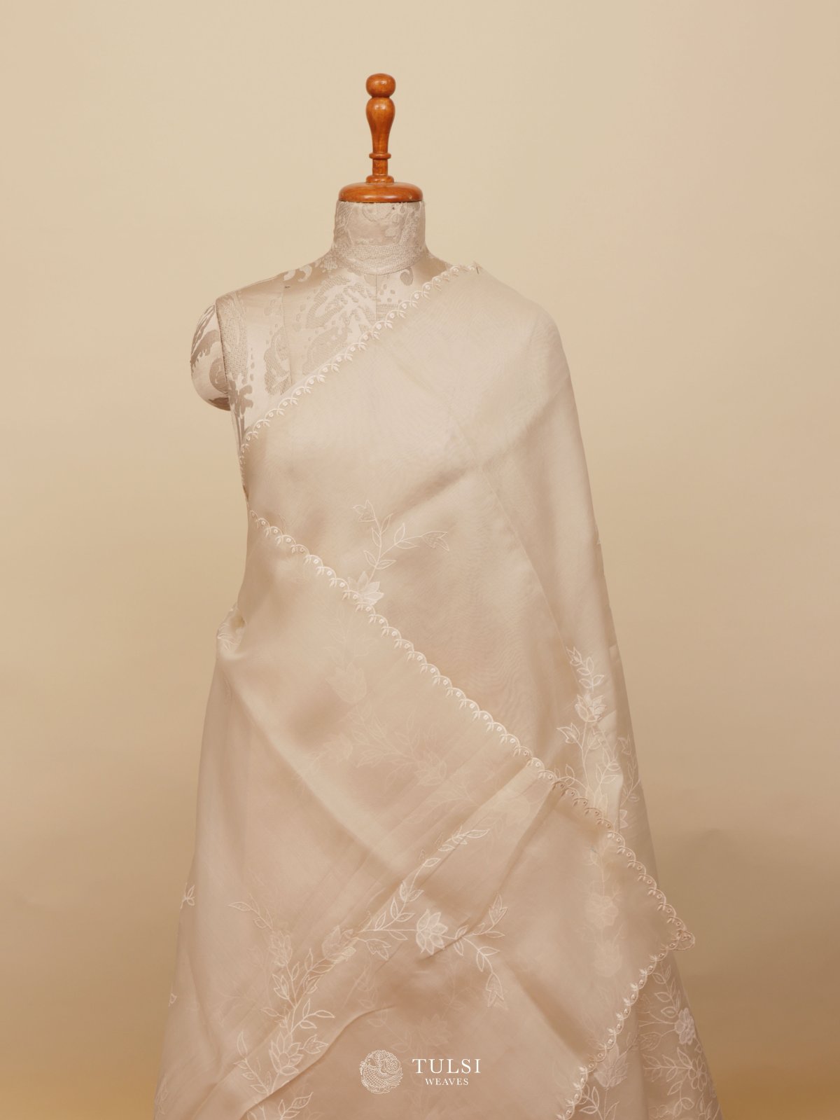 White Organza Embroidery Saree