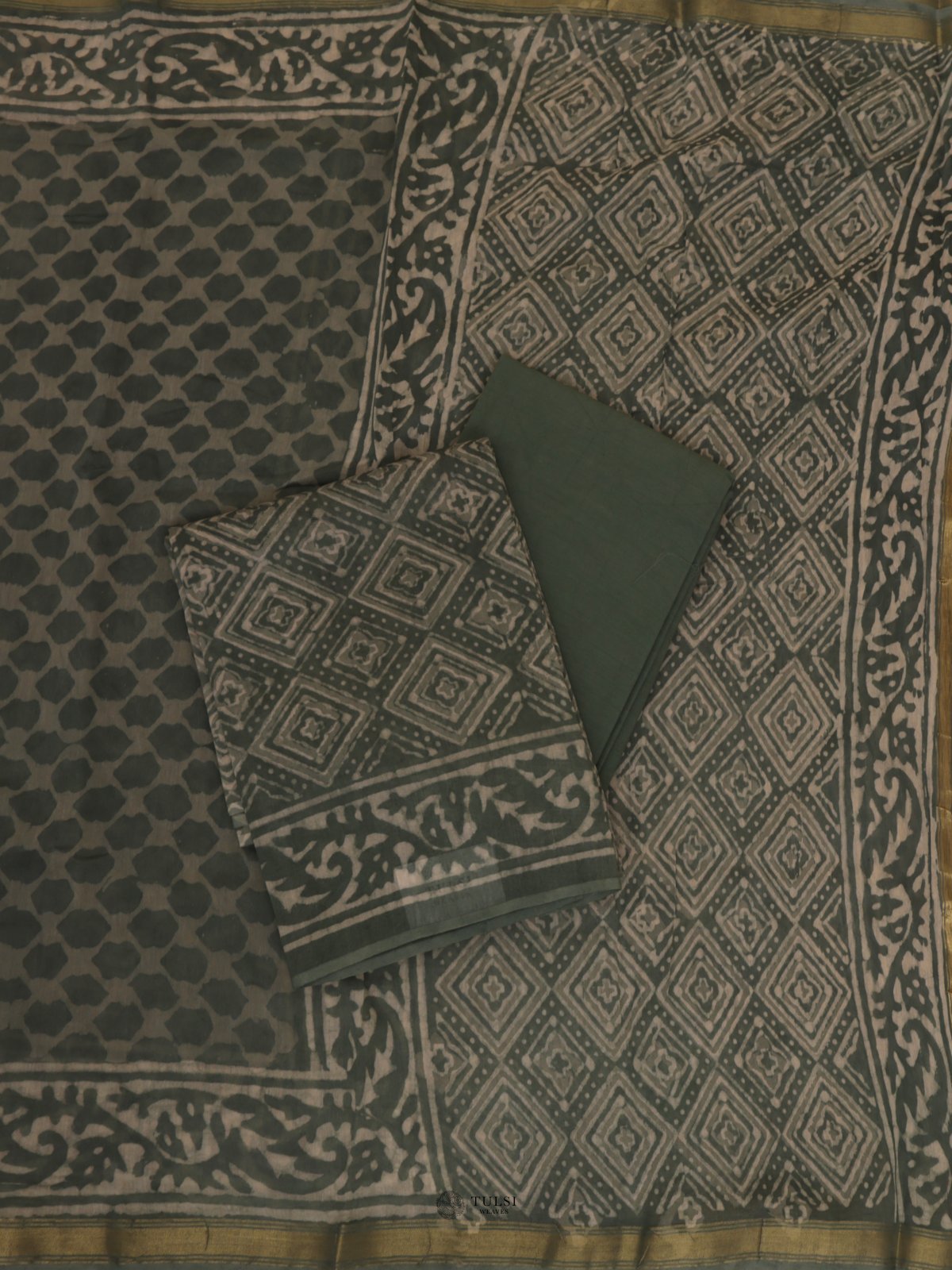 Green Chanderi Salwar Material