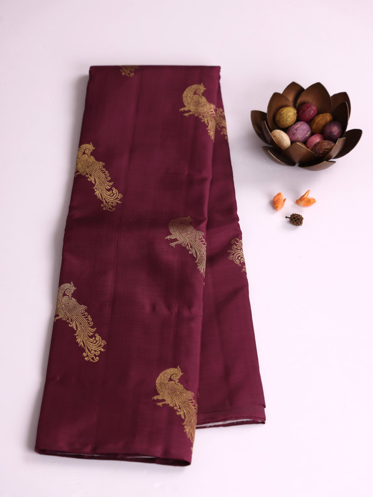 Burgundy Kanjeevaram Silk Saree