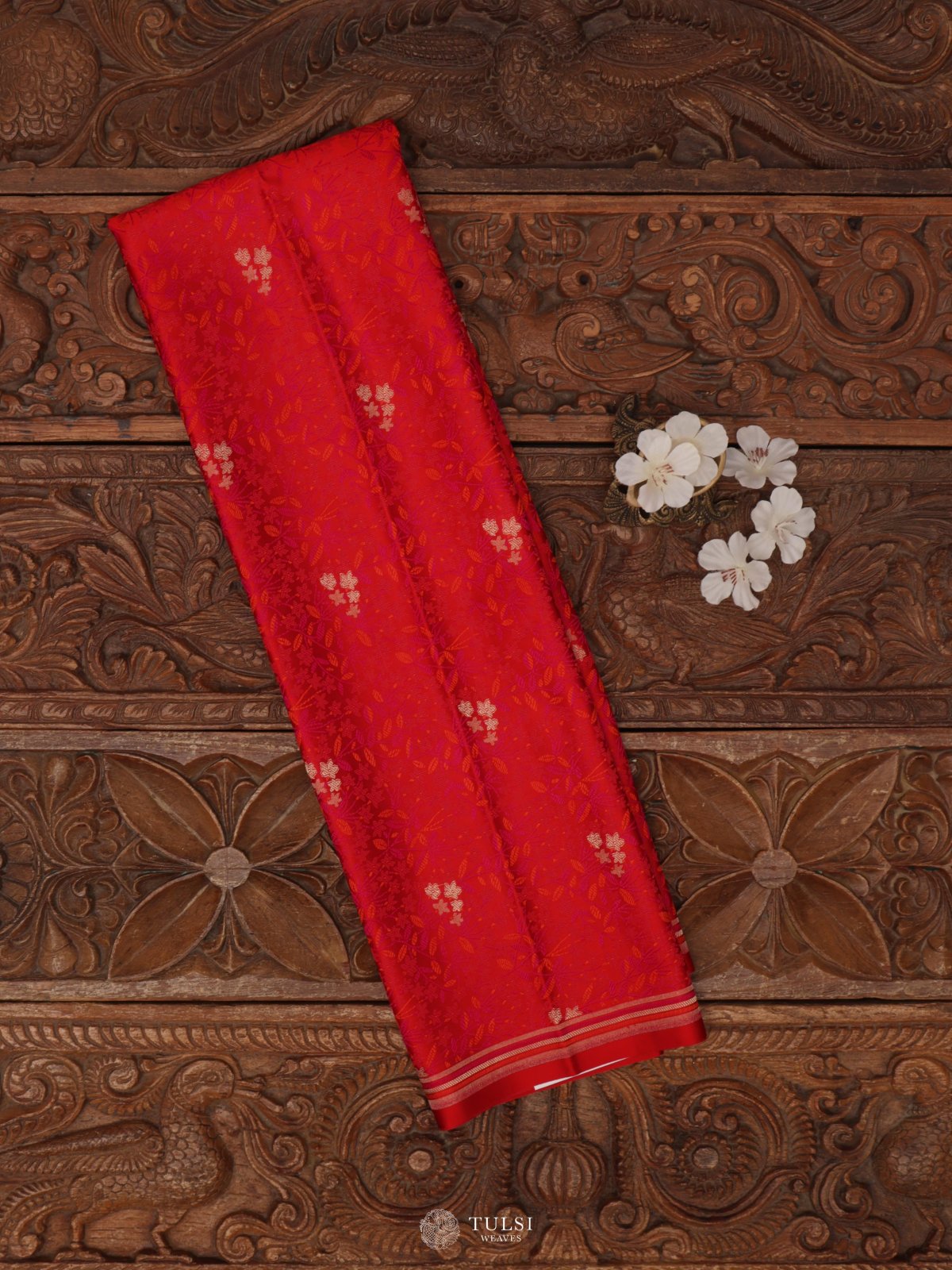 Red Satin Banaras Silk Blouse