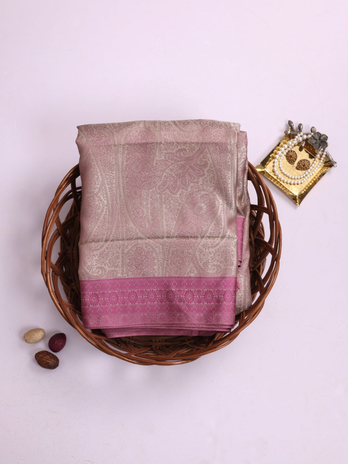 Dusty Pink Tanchoi Silk Saree