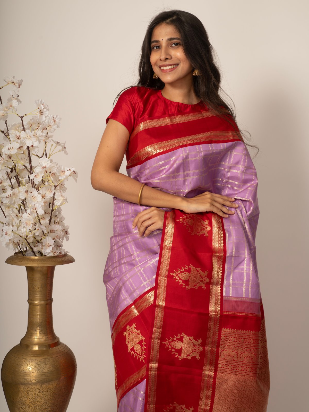 Lilac Kanjeevaram Silk Saree