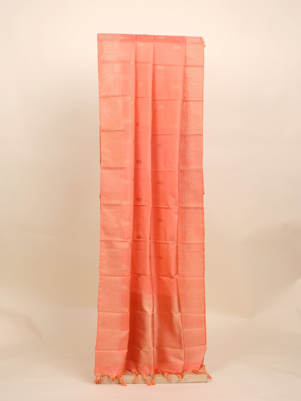 Light Orange Kanjeevaram Silk Dupatta 