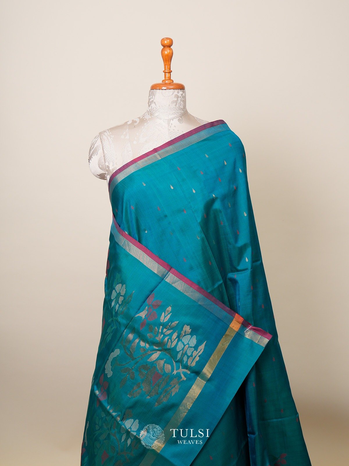 Peacock Blue Uppada silk saree