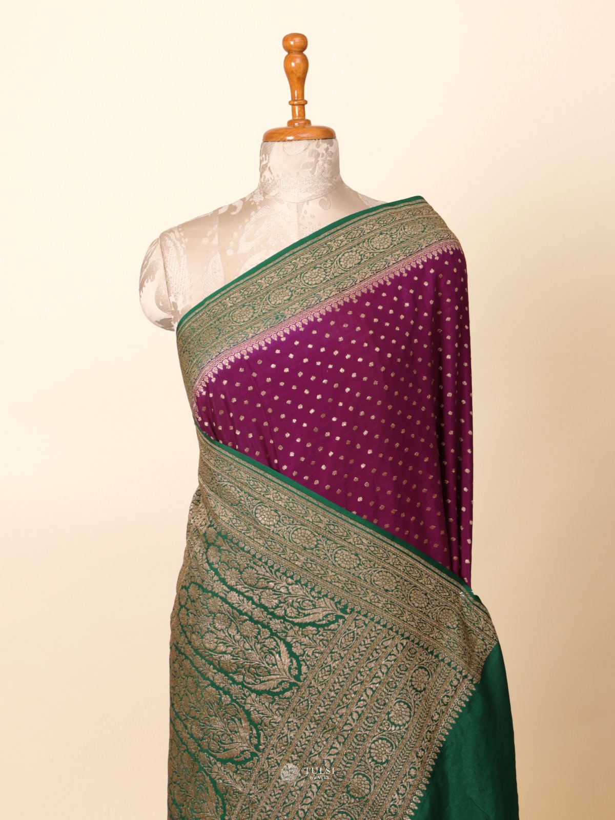 Violet Banaras Crepe Silk Saree