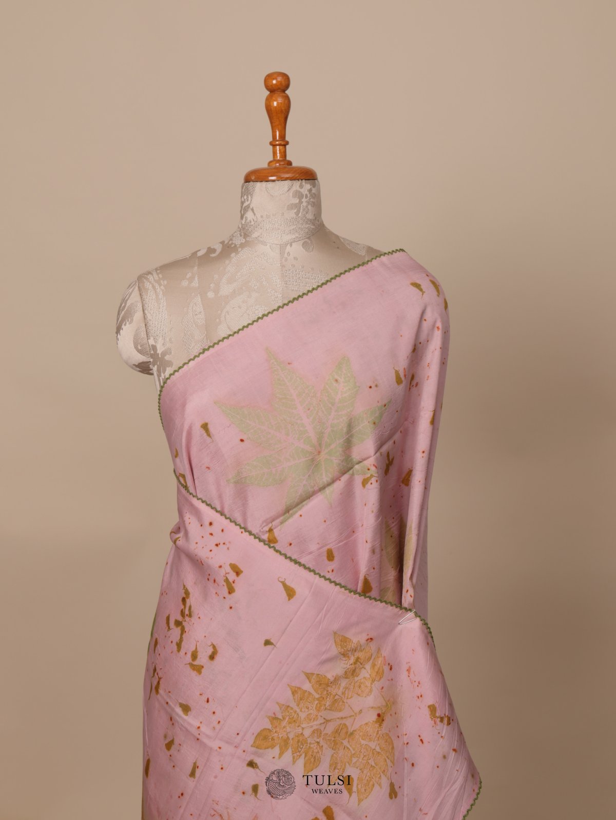 Light Pink Eco Print Silk Saree