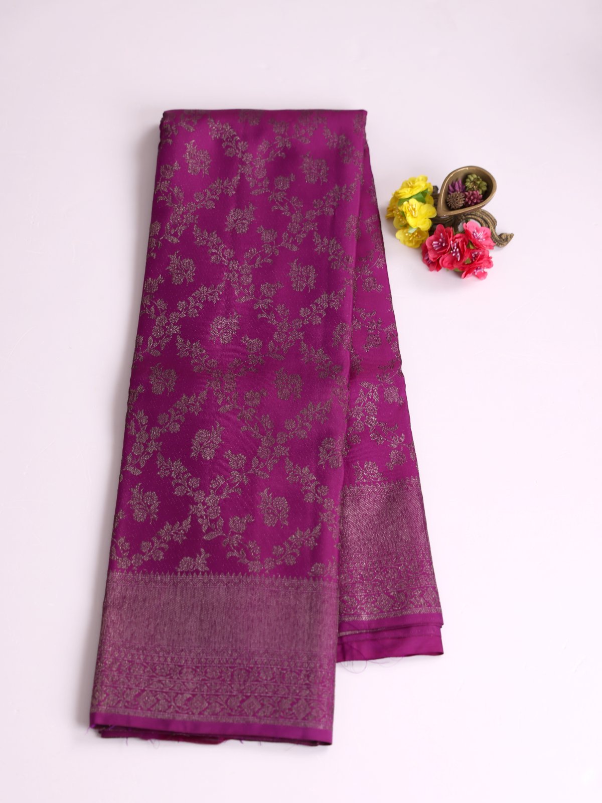 Purple Kanjeevaram Silk Saree With Antique Zari