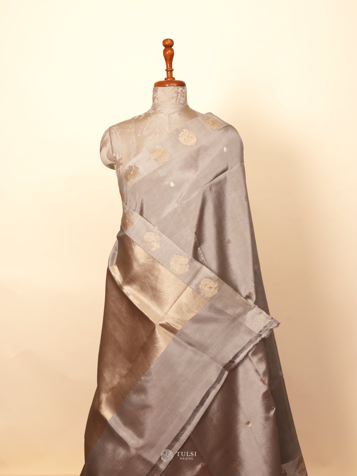 Grey Mashru Silk Saree