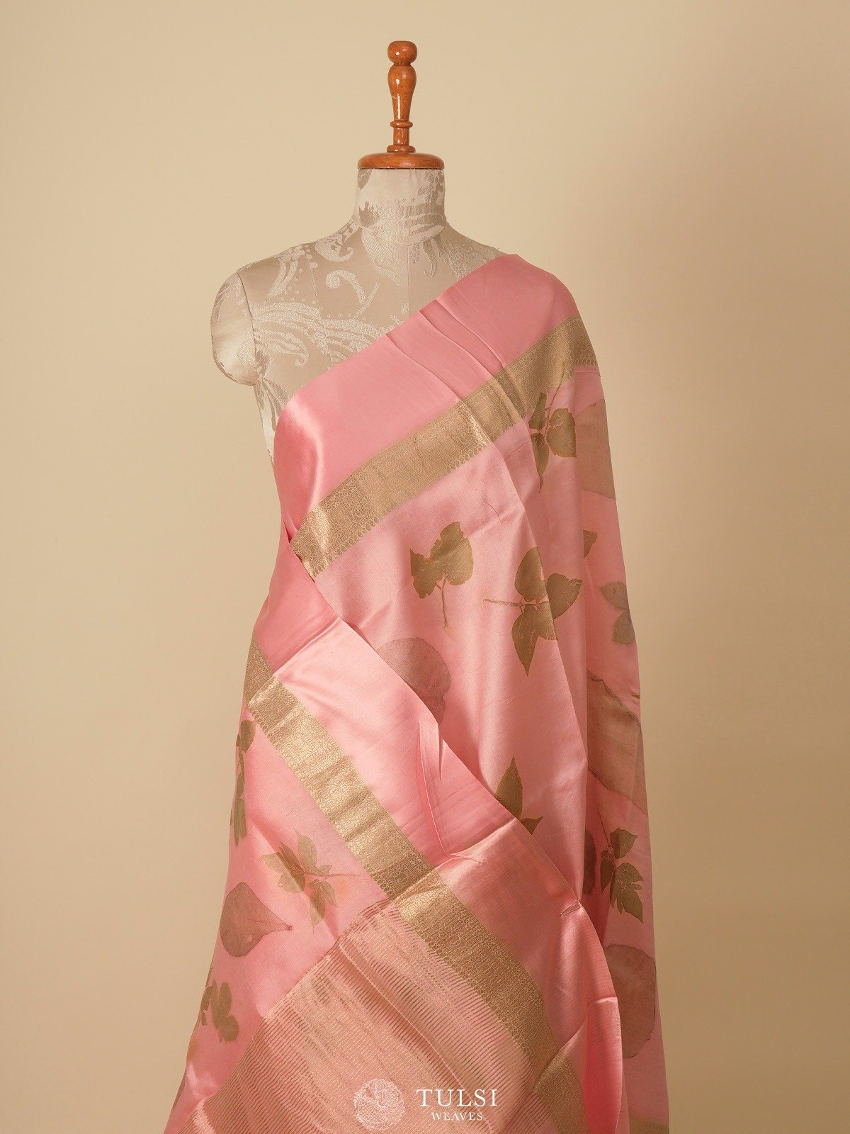 Light Pink Munga Tussar Silk Saree