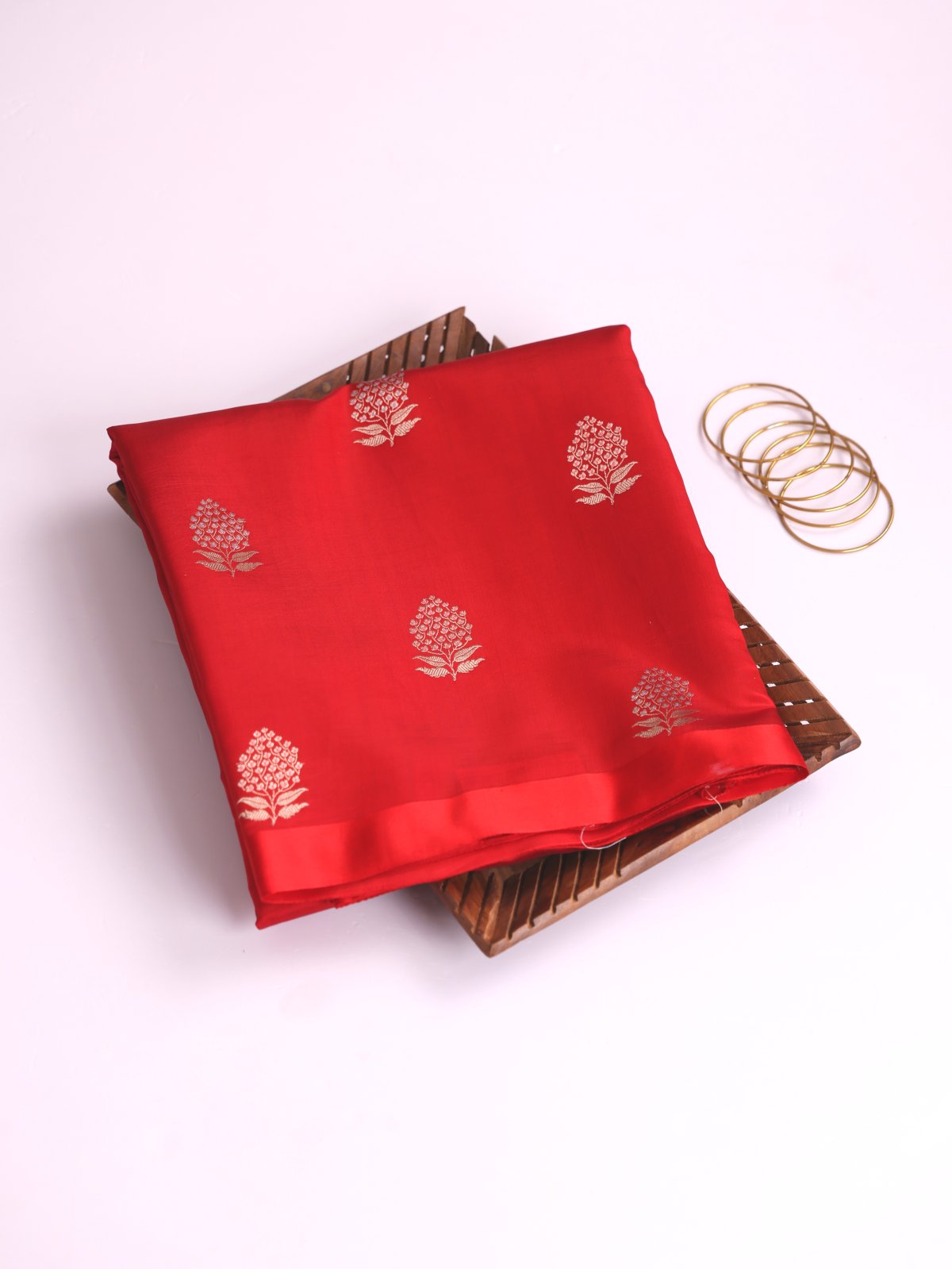 Red Mashru Silk Saree With Satin Border