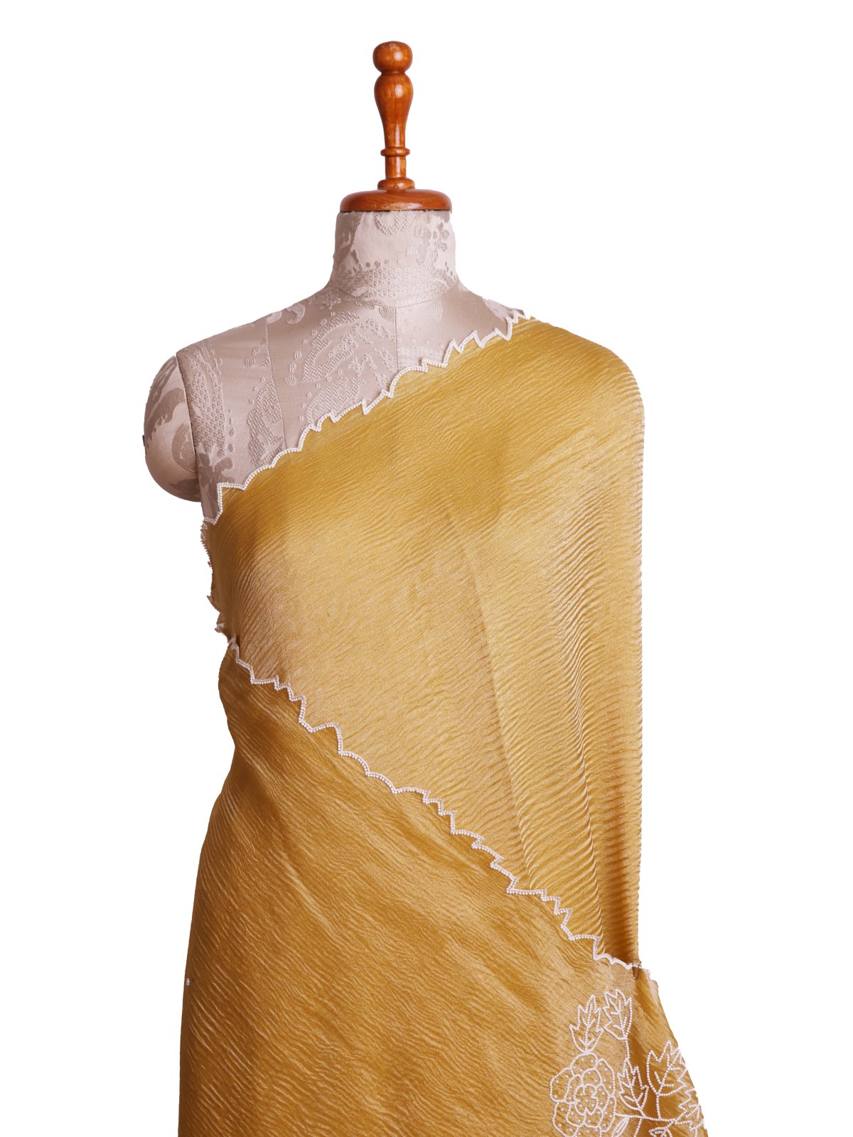 Yellow Tissue organza Silk Saree