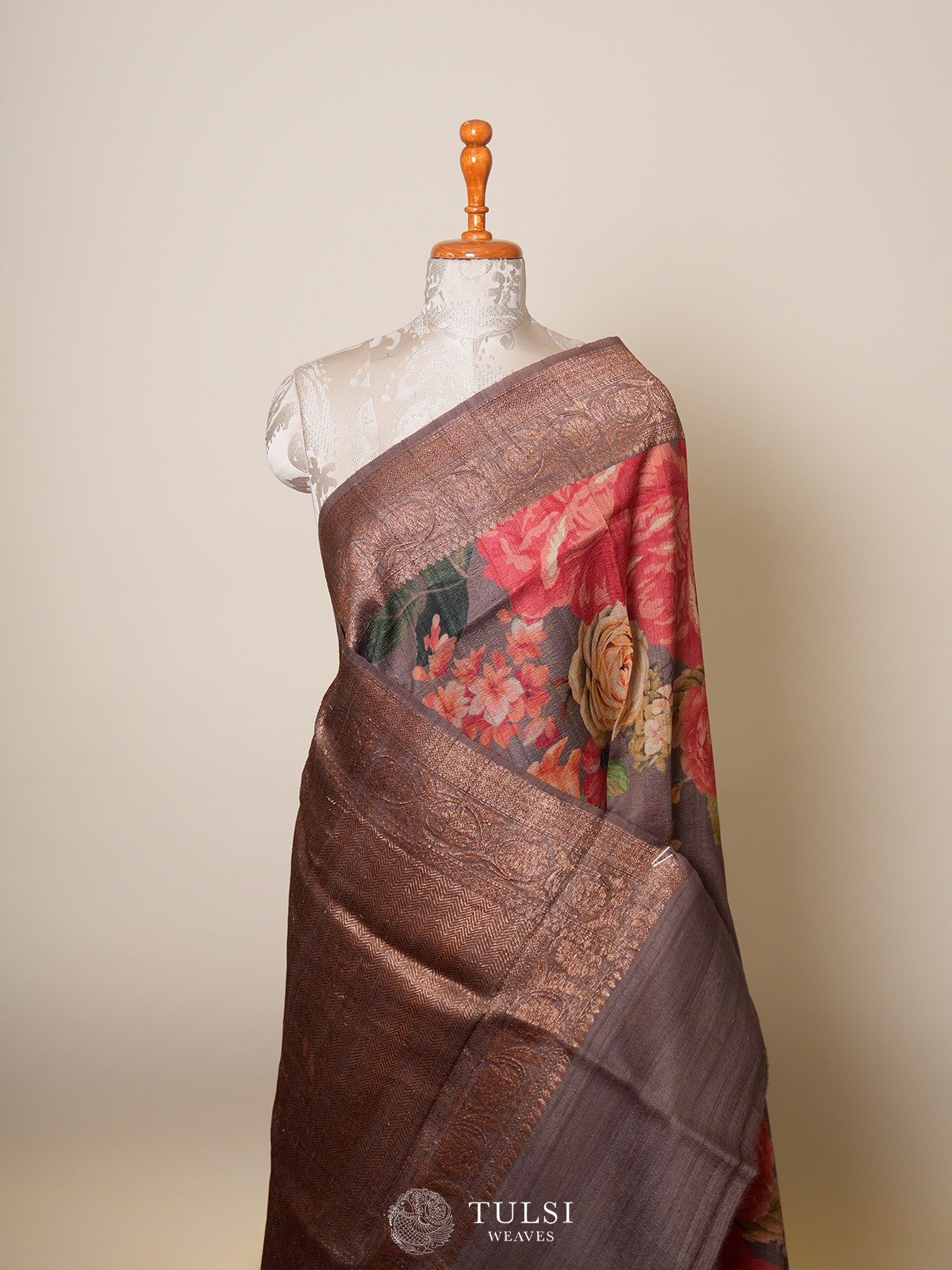 Brown Banarasi Tussar Silk Sarees