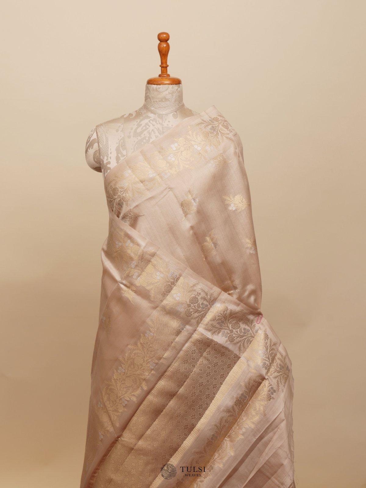 Cream Chaniya silk saree