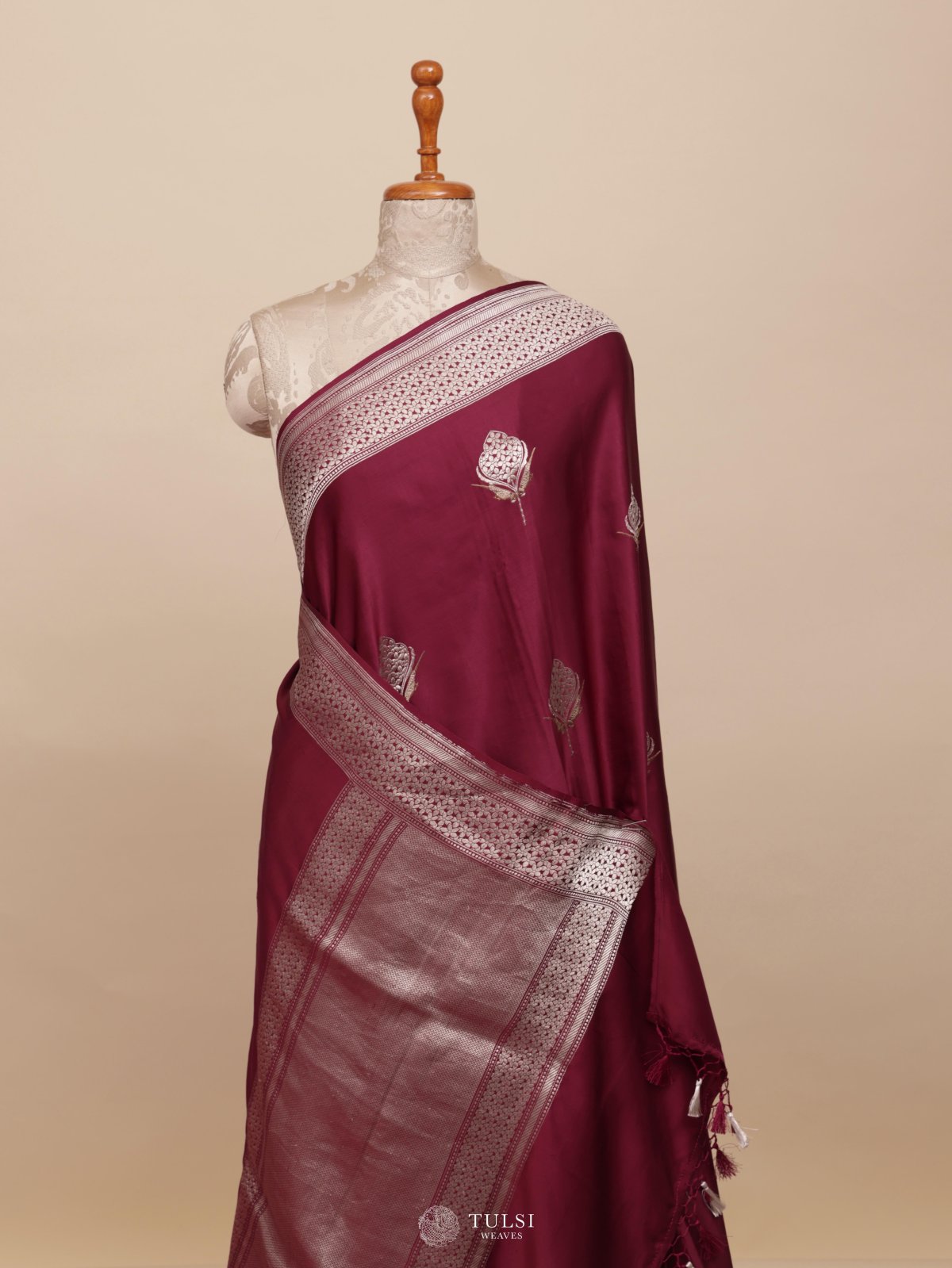 Burgundy Mashru Silk Saree