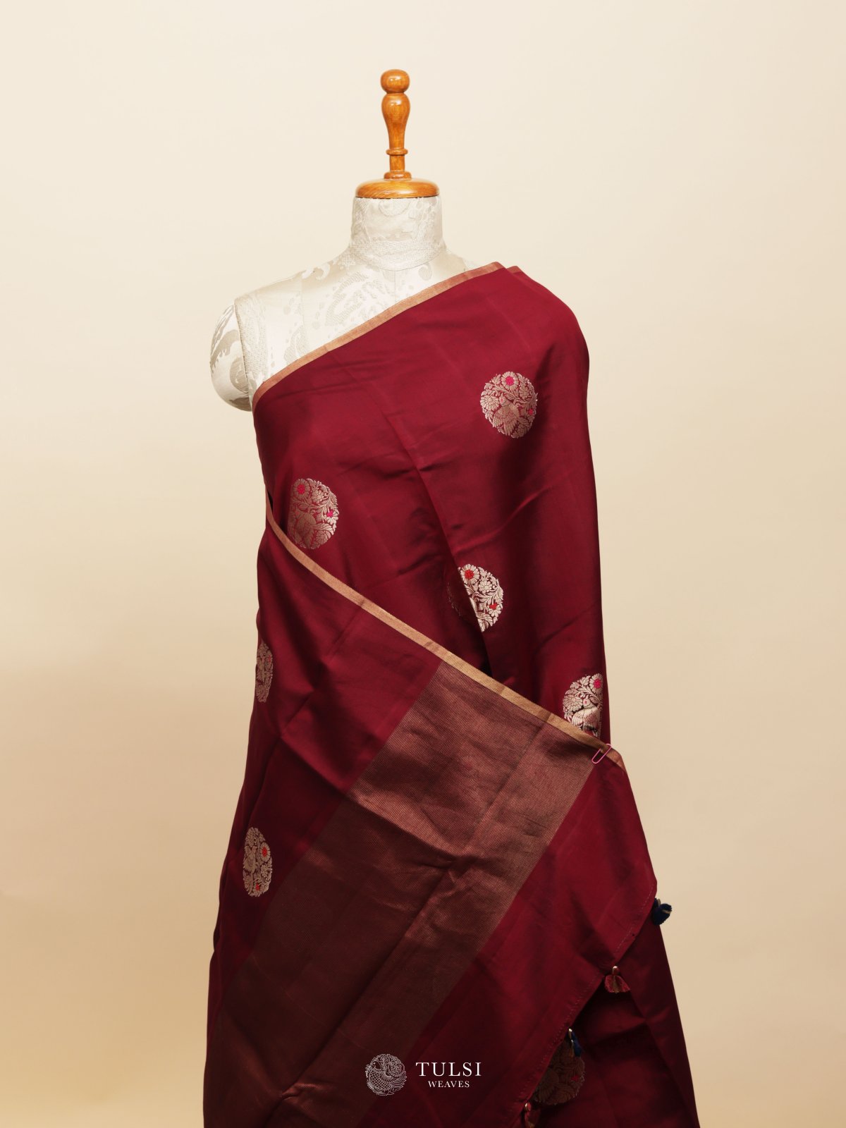 Maroon Chaniya silk saree