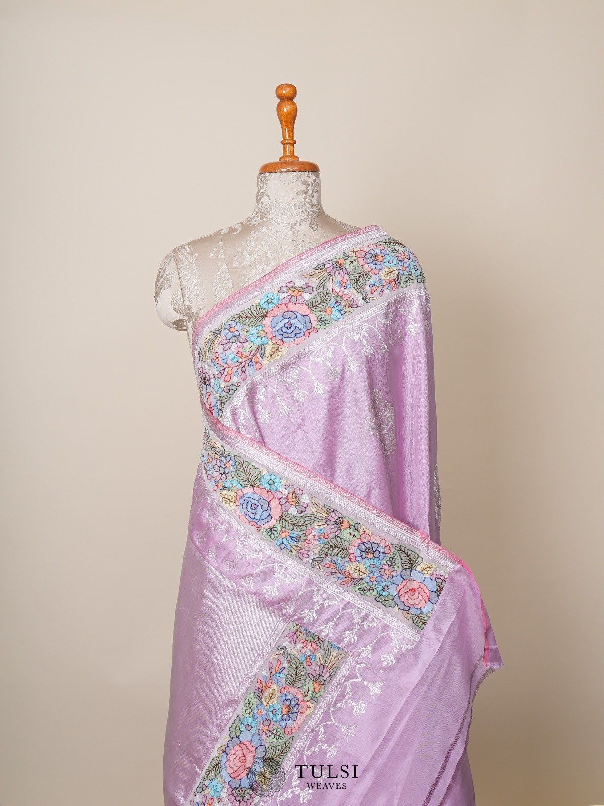 Lilac Banaras Silk Saree