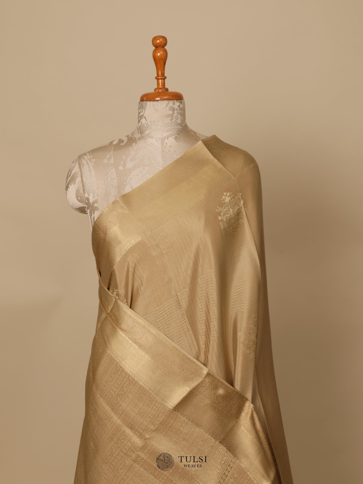 Light Khaki Mysore Silk Saree