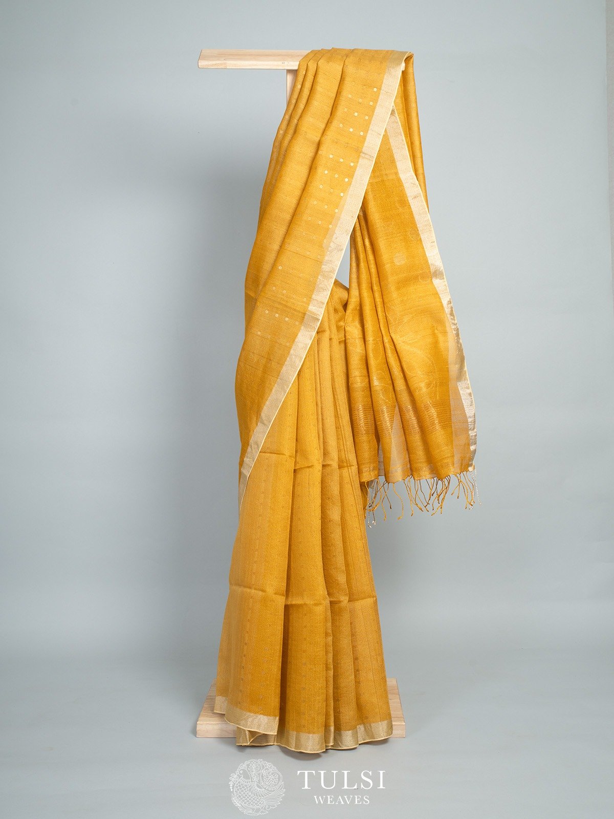 Yellow Tussar silk saree