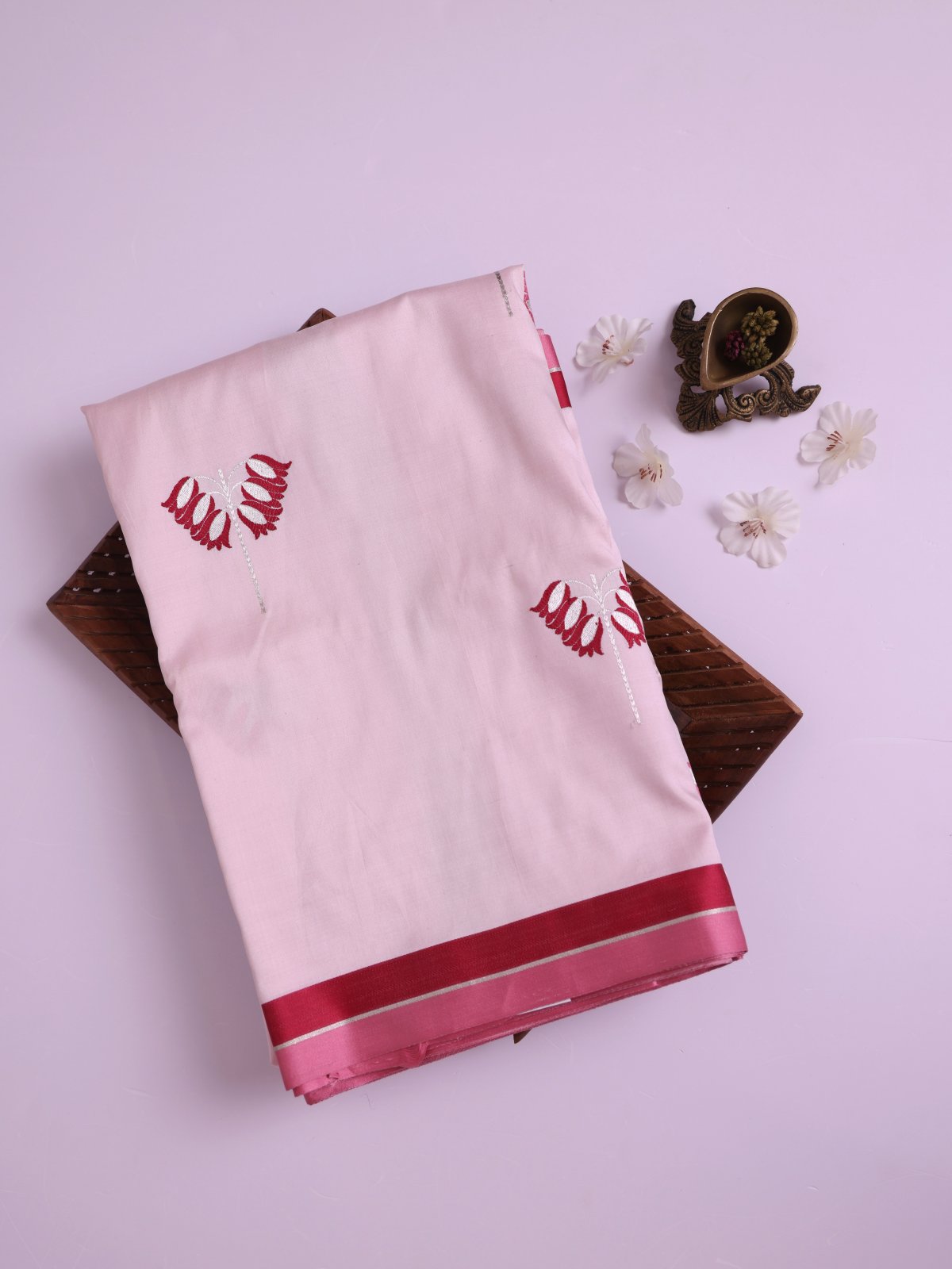 Baby Pink Mashru Silk Saree