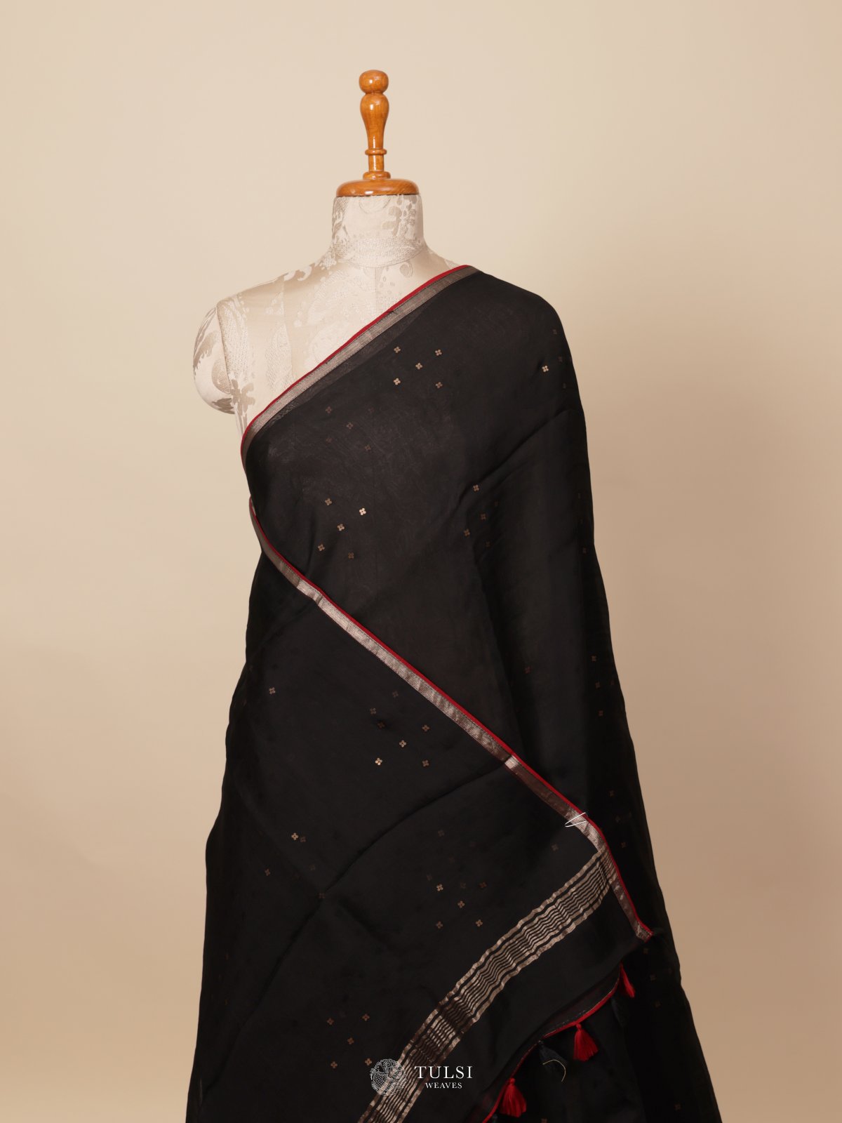 Black Organza Saree with Kalamkari Blouse