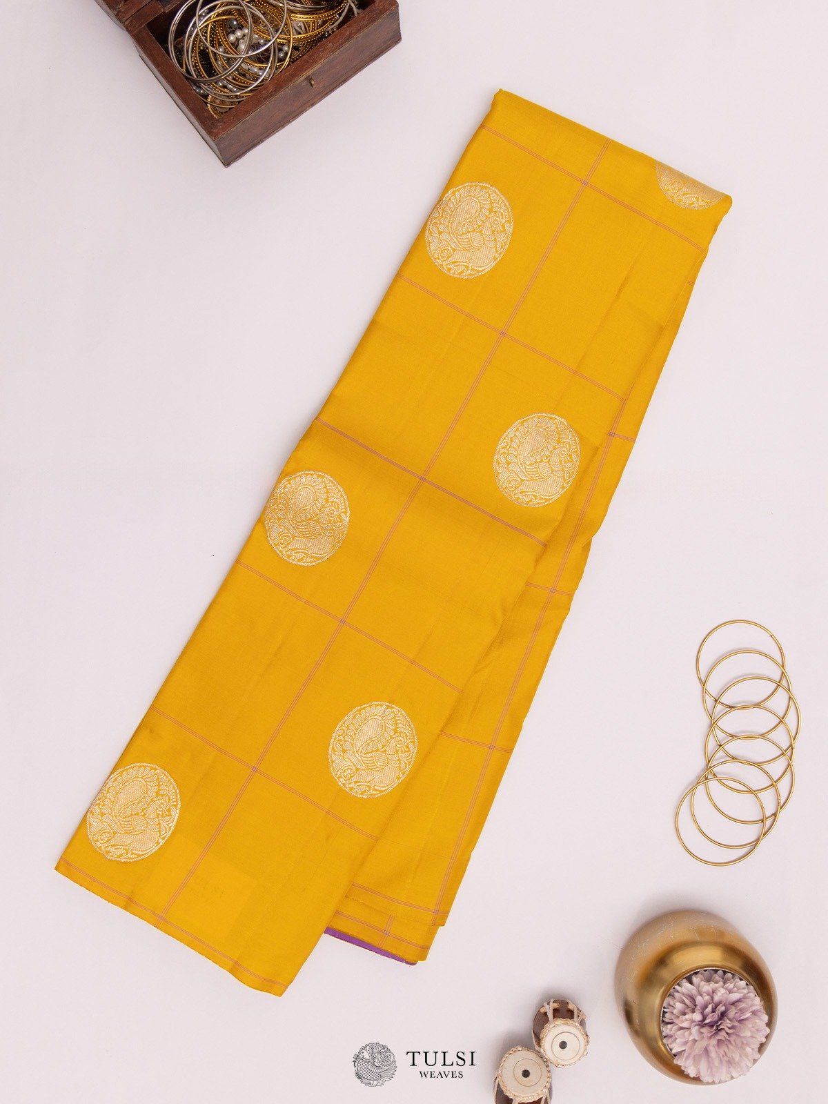 Mustard Kanjeevaram Silk Saree