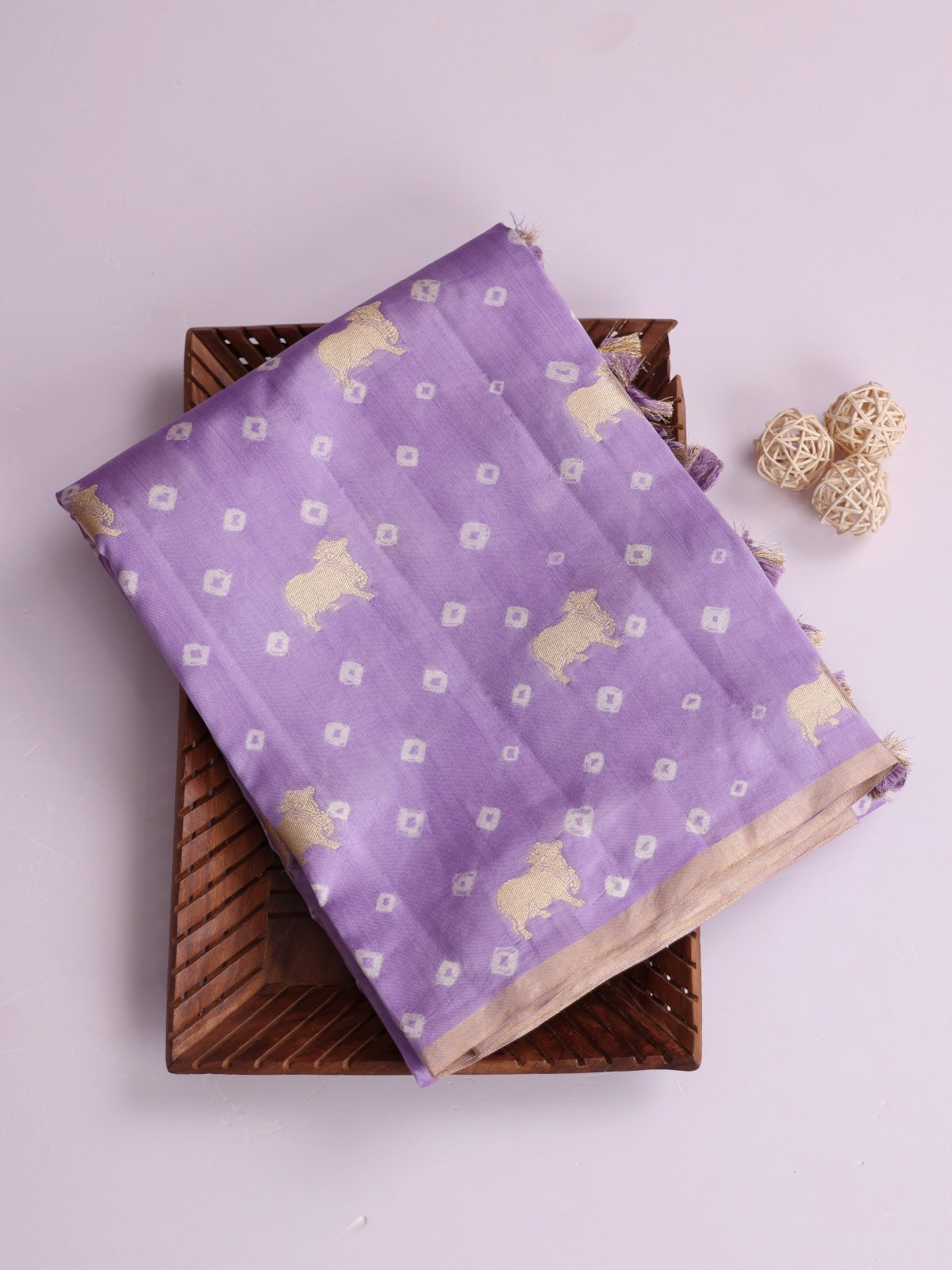Lavender Printed Chaniya Silk Saree