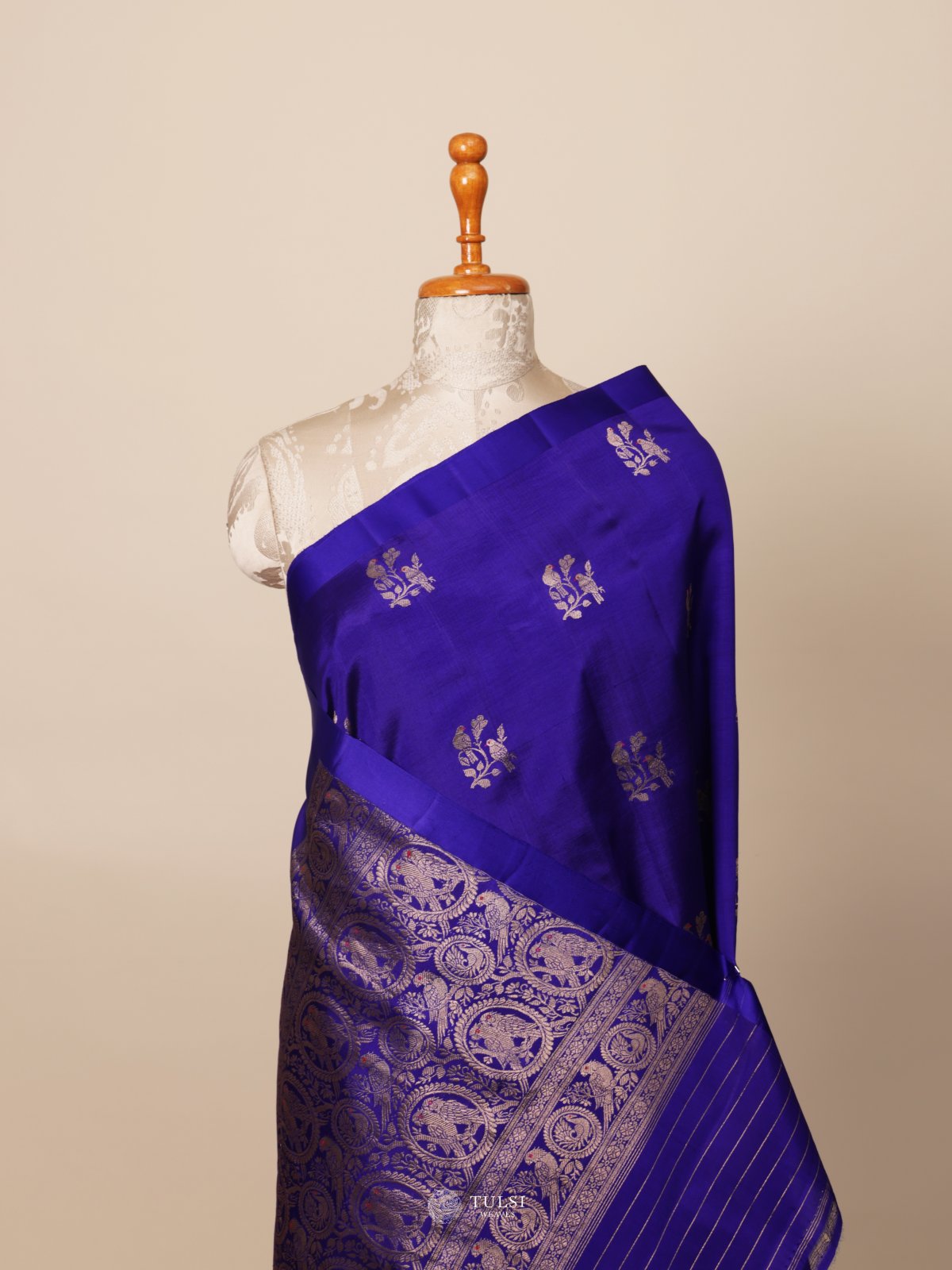 Dark Blue Mashru Silk Saree