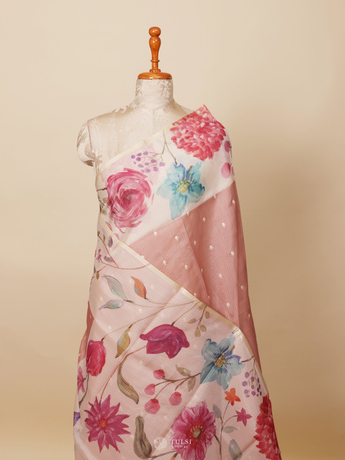 Dusty Pink Semi Kota Saree