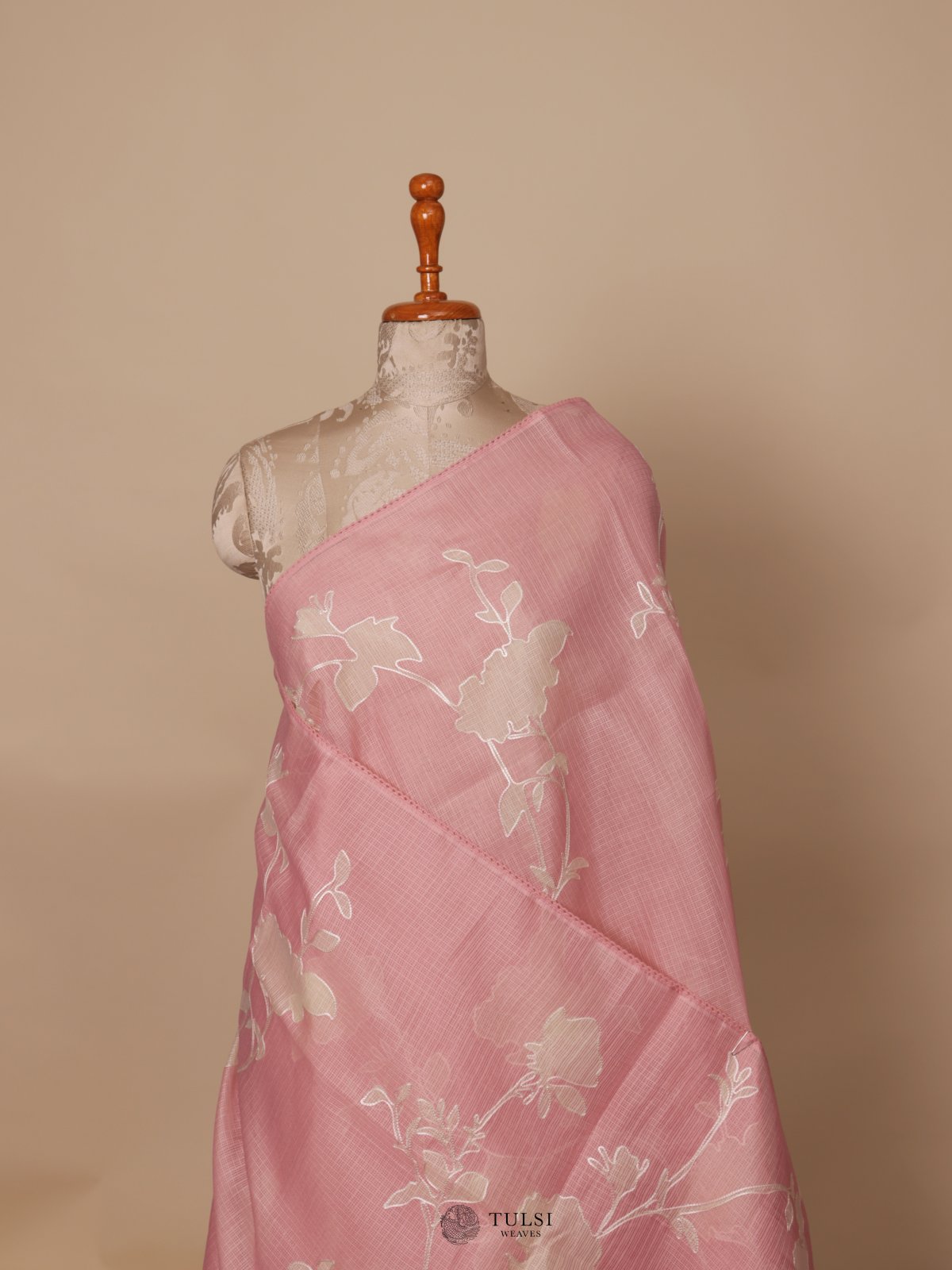 Pink Semi Kota With Embroidered Saree