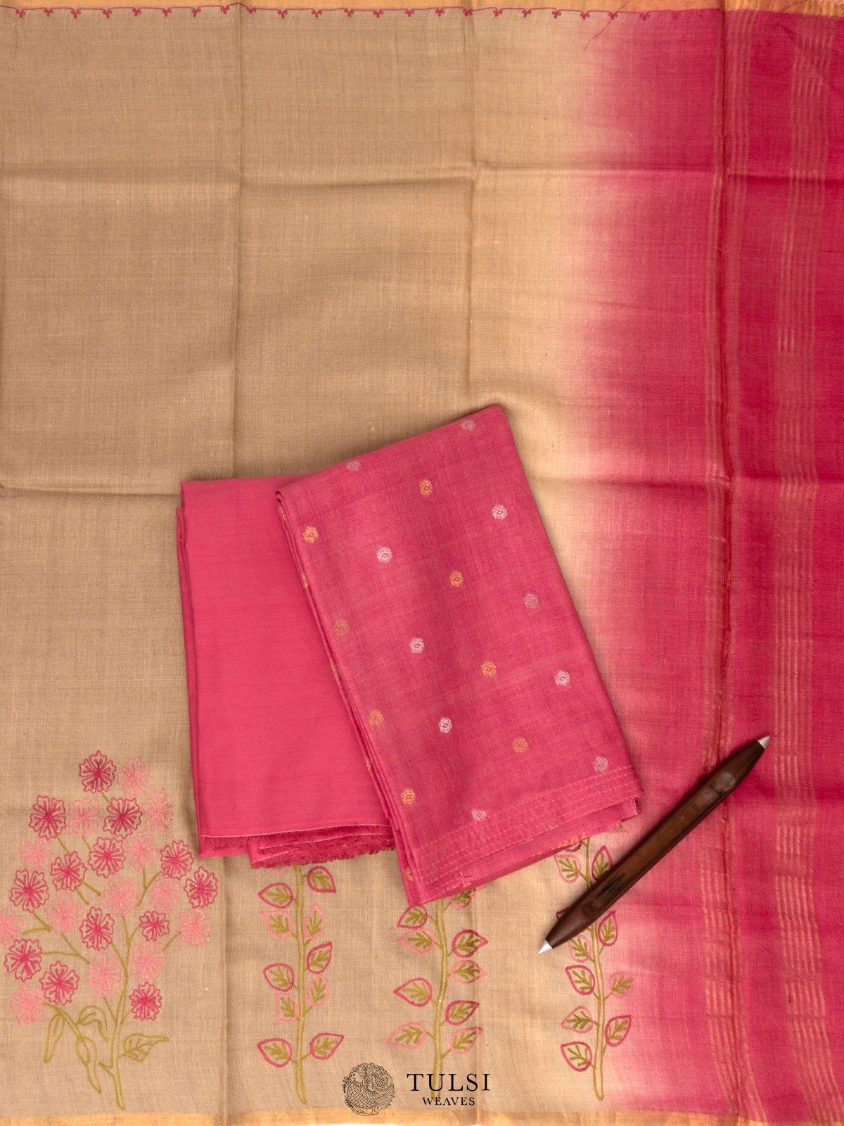 Dark Pink Tussar Salwar Material