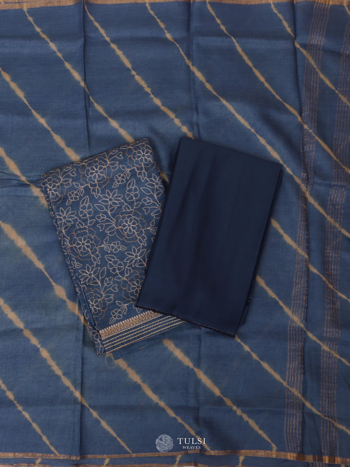 Blue Tussar Salwar Material