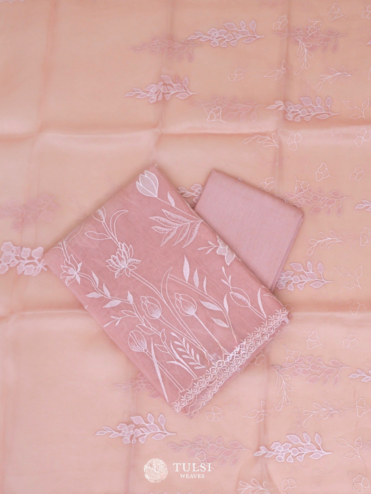 Peach Organza Salwar Material