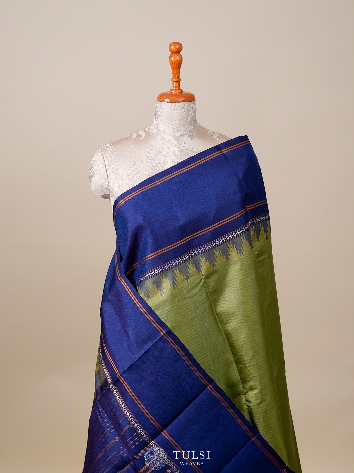 Green Striped Kanjeevaram Silk Saree