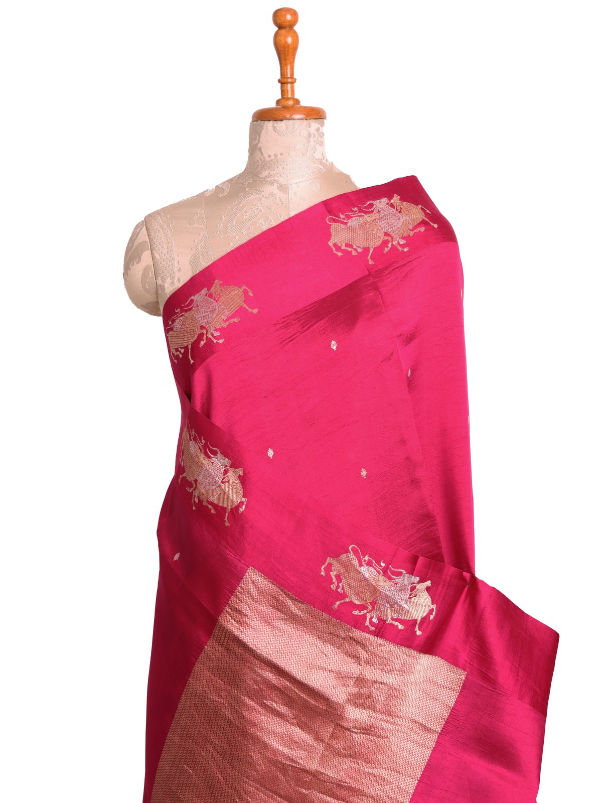 Dark Rose Mashru Silk Saree With Patola Blouse