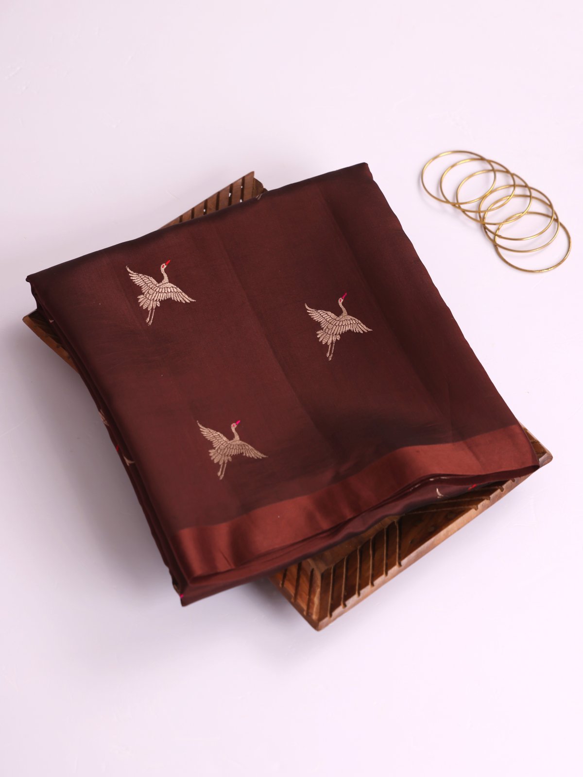 Brown Mashru Silk Saree With Satin Border