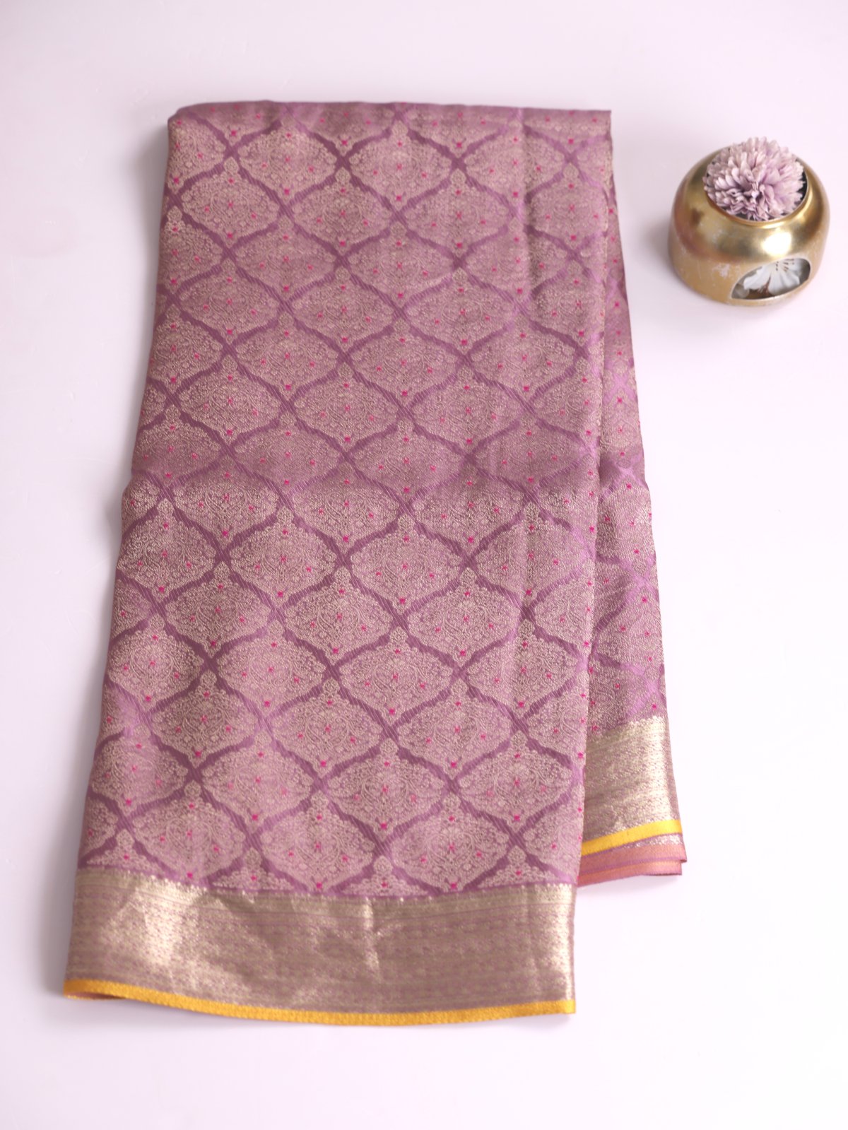 Lavender Banaras Crepe Silk Saree