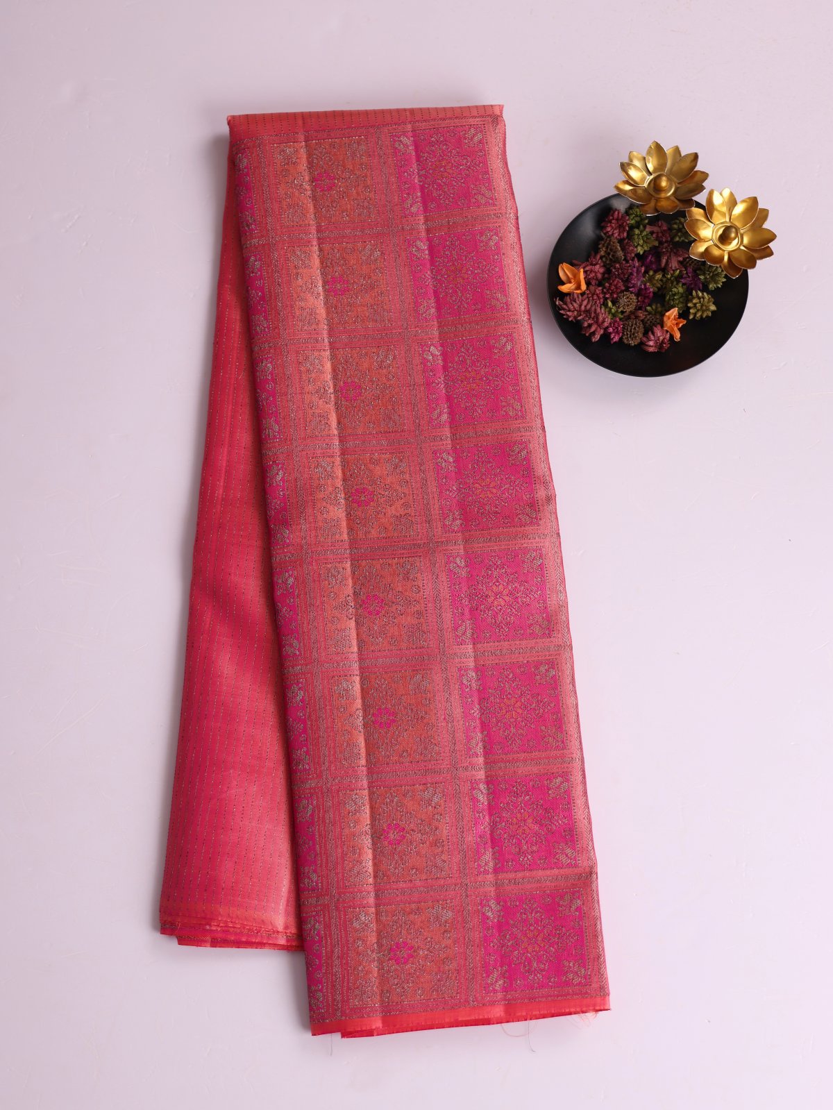 Pink Half And Half Kanjeevaram Silk Saree