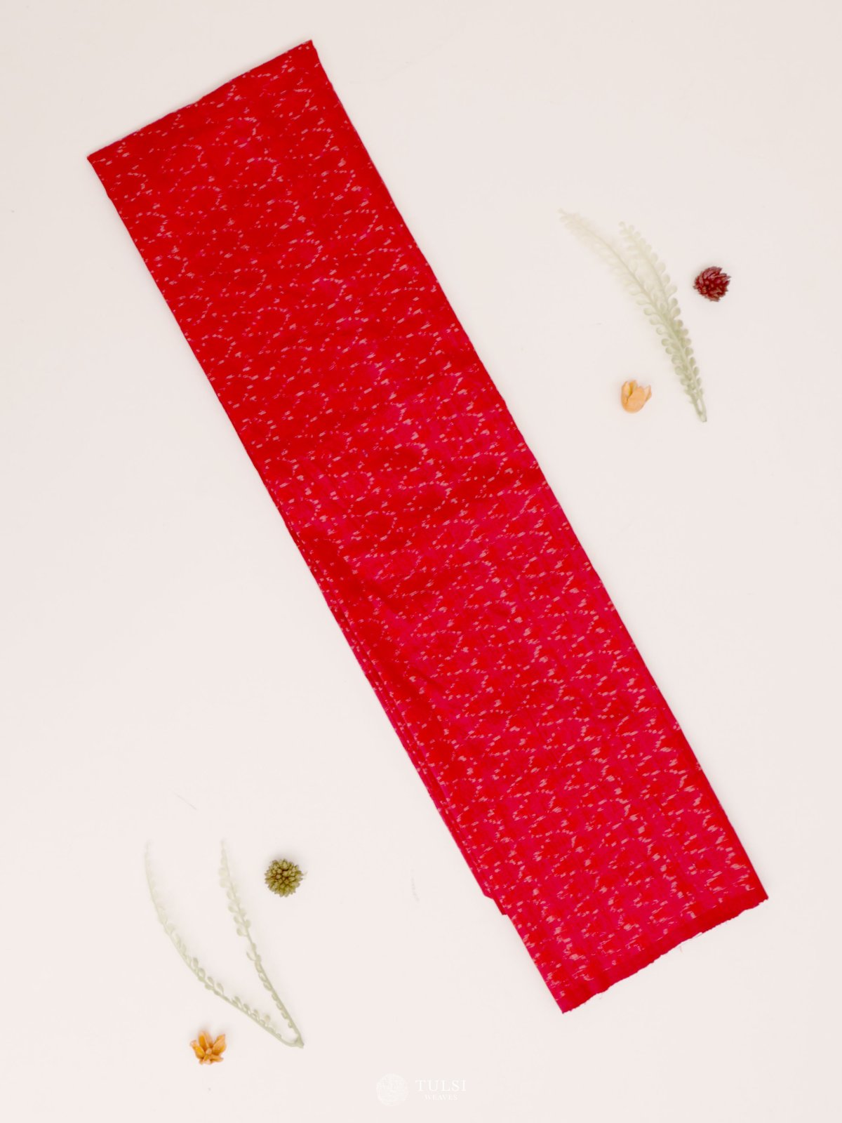 Red Ikat Raw Silk Blouse