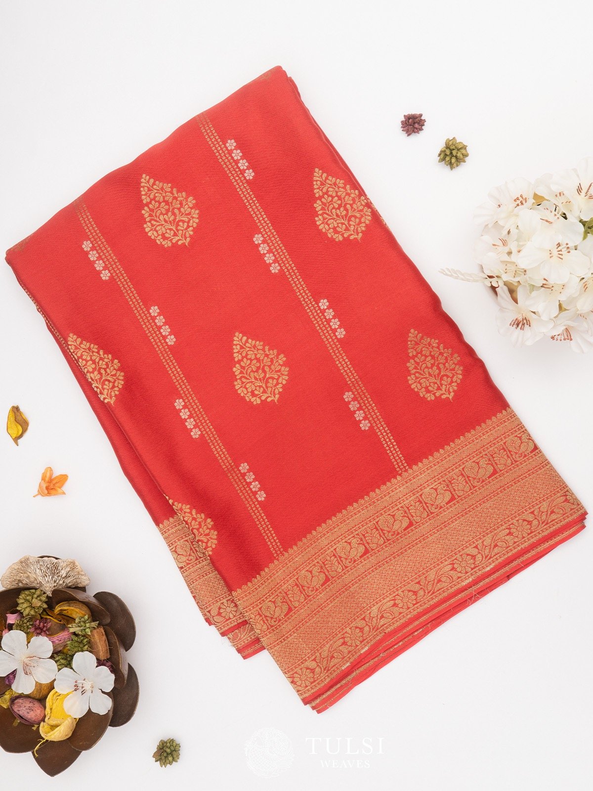 Rust Mysore Silk Saree 